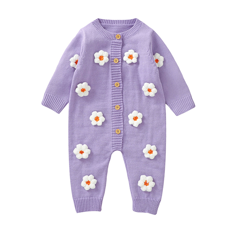 Newborn Baby Girl Romper Floral - Детский трикотажный комбинезон с длинным рукавом,