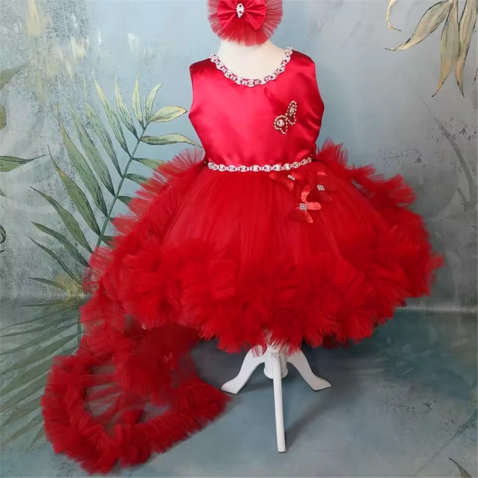 Красные платья с цветочным узо – обзор и цена Toddler Girl Tulle Party Dress