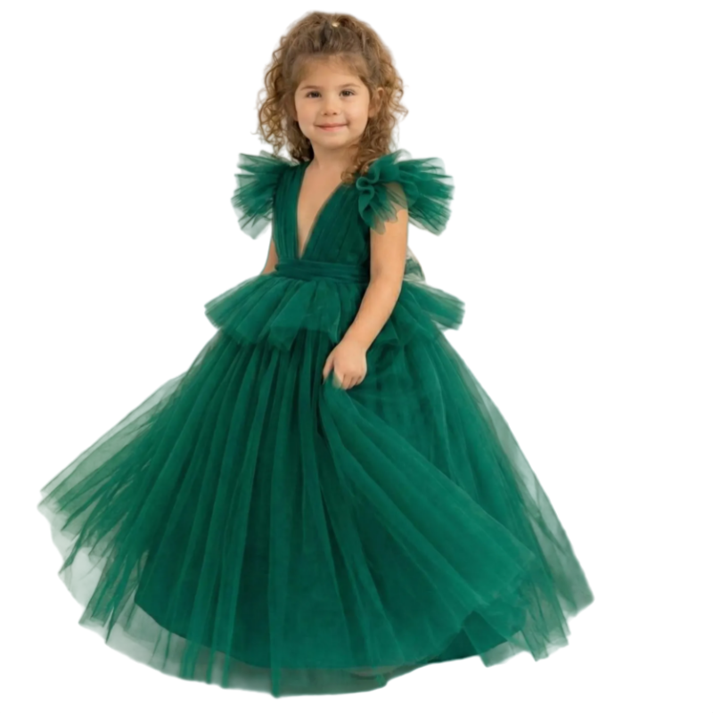 Изумрудно-зеленое тюлевое плат – обзор и цена Toddler Girl Tulle Party Dress